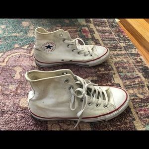 White converse high top sneakers size 8